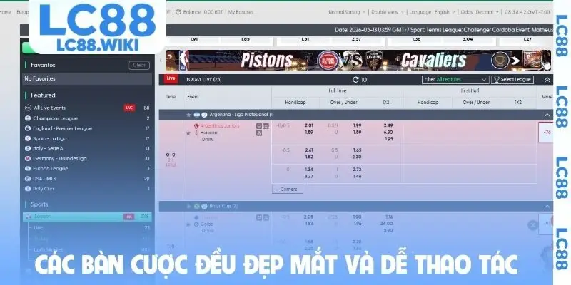 Các bàn cược đều đẹp mắt và dễ thao tác