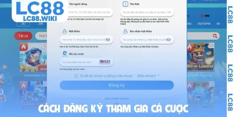 Cách đăng ký tham gia cá cược