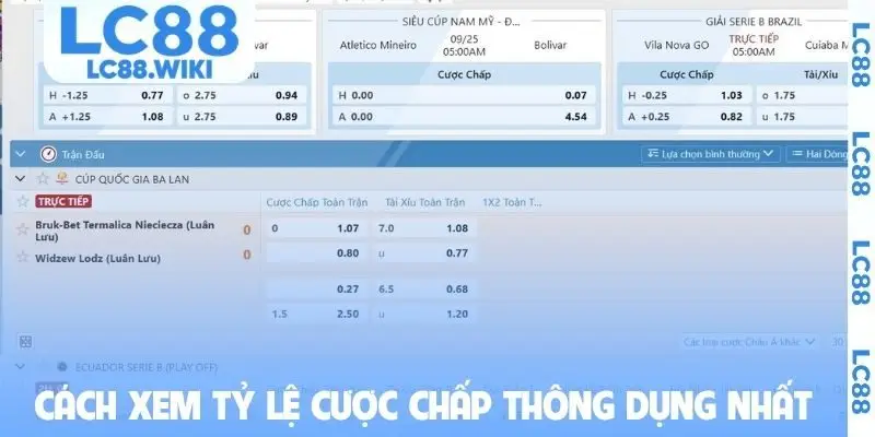 Cách xem tỷ lệ cược chấp thông dụng nhất